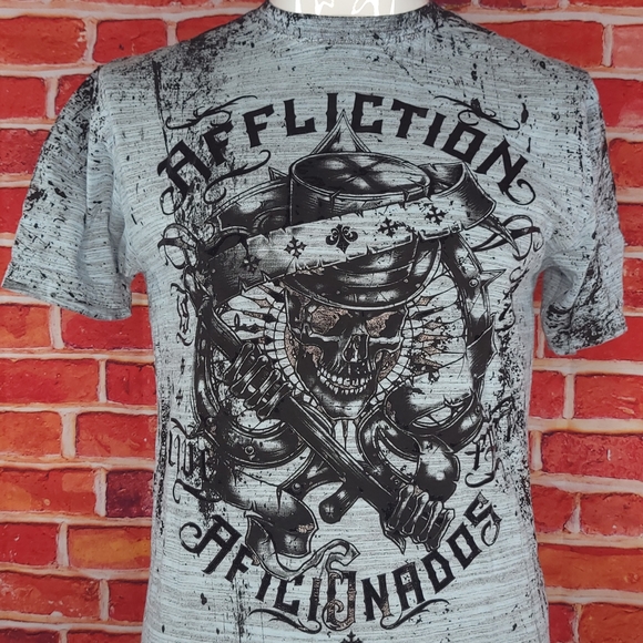 Affliction Men's Skull Graphic Short Sleeve T-shirt - Size: S, M, 2X- Black -NWT - Picture 2 of 9
